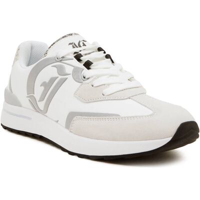 Just Cavalli Sneakersy z dodatkiem skóry ecru 42 Just Cavalli Sneakersy z dodatkiem skóry ecru 42