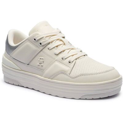 Tommy Hilfiger Skórzane sneakersy ecru 36 Tommy Hilfiger Skórzane sneakersy ecru 36