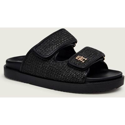 Tommy Hilfiger Klapki z dodatkiem skóry czarny 40 Tommy Hilfiger Klapki z dodatkiem skóry czarny 40