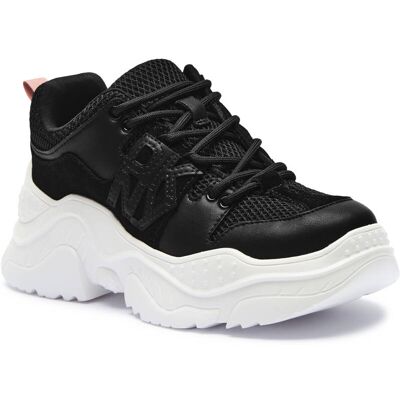 DKNY Skórzane sneakersy ODELLA zamsz czarny 36 DKNY Skórzane sneakersy ODELLA zamsz czarny 36