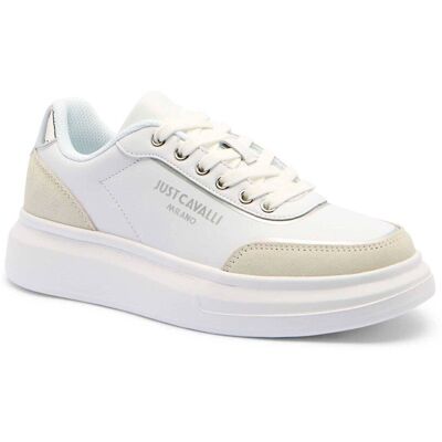 Just Cavalli Skórzane sneakersy zamsz biały 37 Just Cavalli Skórzane sneakersy zamsz biały 37
