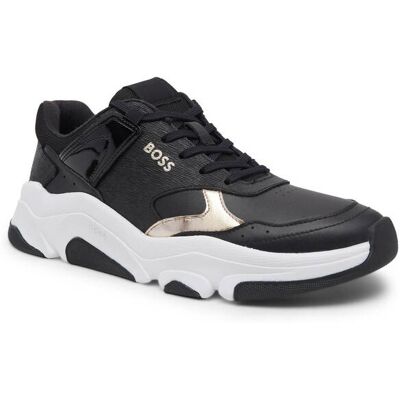 Boss BLACK Sneakersy Asher z dodatkiem skóry czarny 40 Boss BLACK Sneakersy Asher z dodatkiem skóry czarny 40