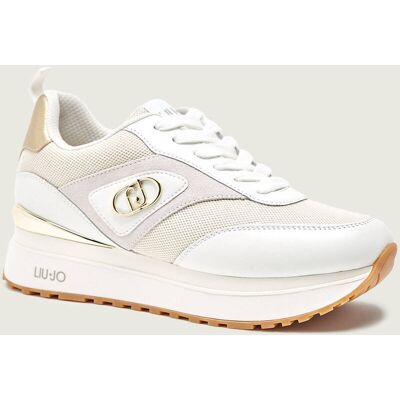 Liu Jo Skórzane sneakersy MAXI WONDER 97 BIS ecru 36 Liu Jo Skórzane sneakersy MAXI WONDER 97 BIS ecru 36