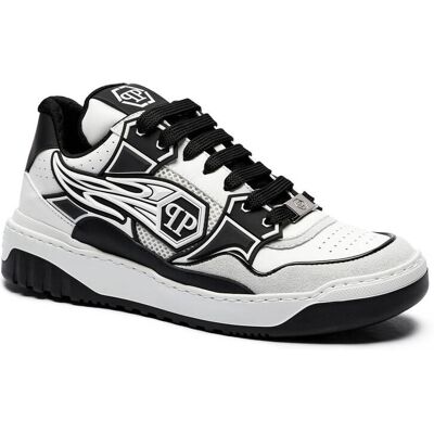 Philipp Plein Skórzane sneakersy Lo-Top Strass Hexagon zamsz biały 38 Philipp Plein Skórzane sneakersy Lo-Top Strass Hexagon zamsz biały 38