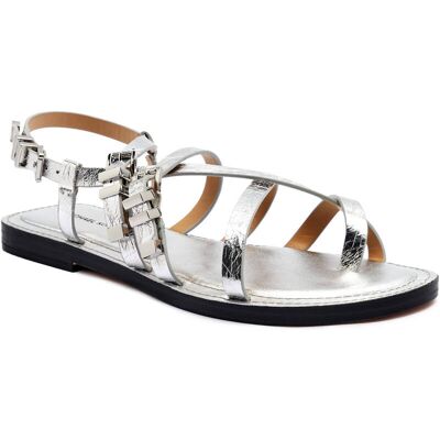 Michael Kors Skórzane sandały DARRINGTON srebrny 38 Michael Kors Skórzane sandały DARRINGTON srebrny 38