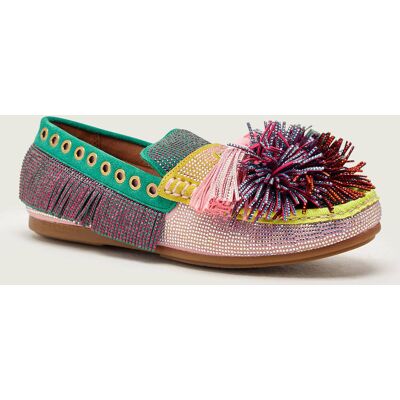 Kurt Geiger Mokasyny Pom Pom zamsz multikolor 36 Kurt Geiger Mokasyny Pom Pom zamsz multikolor 36