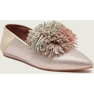 Kurt Geiger Baleriny POM POM POINT z dodatkiem skóry różowy 38 Kurt Geiger Baleriny POM POM POINT z dodatkiem skóry różowy 38