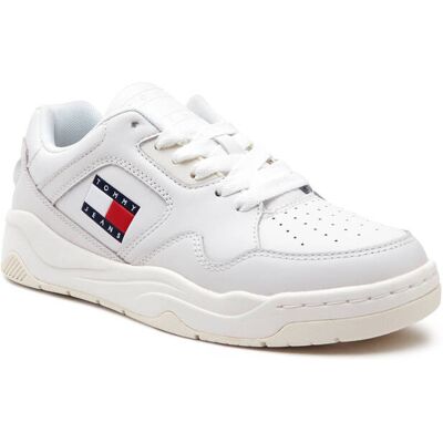 Tommy Jeans Skórzane sneakersy NEW BASKET biały 38 Tommy Jeans Skórzane sneakersy NEW BASKET biały 38