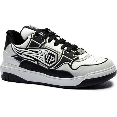 Philipp Plein Skórzane sneakersy Strass Hexagon biały 42 Philipp Plein Skórzane sneakersy Strass Hexagon biały 42