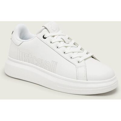 Just Cavalli Skórzane sneakersy FONDO URSA DIS. 2 biały 41 Just Cavalli Skórzane sneakersy FONDO URSA DIS. 2 biały 41