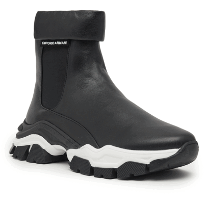 Giorgio Armani Emporio Armani Skórzane sneakersy czarny 41 Giorgio Armani Emporio Armani Skórzane sneakersy czarny 41