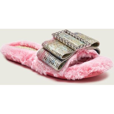Kurt Geiger Ocieplane Klapki COSY BOW różowy 36 Kurt Geiger Ocieplane Klapki COSY BOW różowy 36