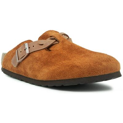 Birkenstock Mule Boston narrow fit zamsz brązowy 40 Birkenstock Mule Boston narrow fit zamsz brązowy 40