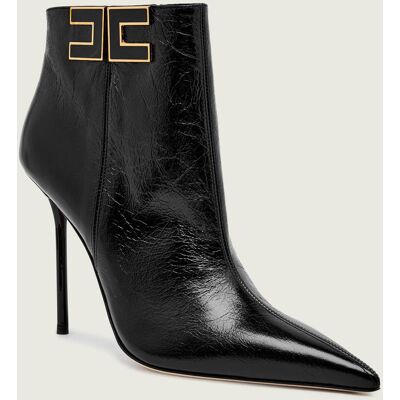 Elisabetta Franchi Skórzane botki na szpilce czarny 37 Elisabetta Franchi Skórzane botki na szpilce czarny 37