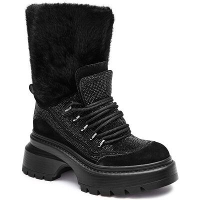 Michael Kors Ocieplane botki na platformie Shiloh z dodatkiem skóry czarny 38,5 Michael Kors Ocieplane botki na platformie Shiloh z dodatkiem skóry czarny 38,5