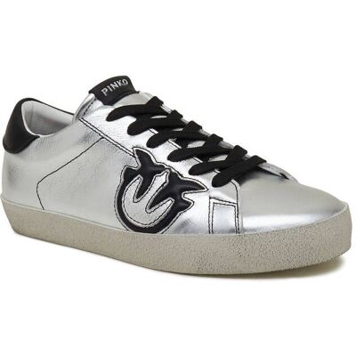 Pinko Skórzane trampki SEATTLE SNEAKER PELLE LAMINATA srebrny 35 Pinko Skórzane trampki SEATTLE SNEAKER PELLE LAMINATA srebrny 35
