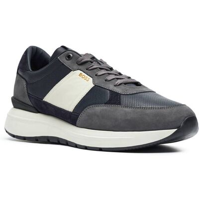 Boss BLACK Skórzane sneakersy Jace_Runn szary 41 Boss BLACK Skórzane sneakersy Jace_Runn szary 41