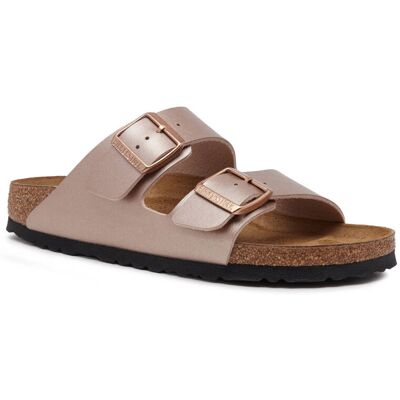 Birkenstock Skórzane klapki Arizona BF narrow fit różowe złoto 37 Birkenstock Skórzane klapki Arizona BF narrow fit różowe złoto 37