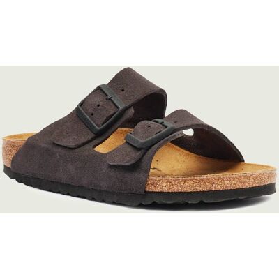 Birkenstock Klapki Arizona narrow fit zamsz brązowy 41 Birkenstock Klapki Arizona narrow fit zamsz brązowy 41