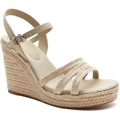 Tommy Hilfiger Koturny ESSENTIAL BASIC WEDGE SANDAL z dodatkiem skóry beżowy 41 Tommy Hilfiger Koturny ESSENTIAL BASIC WEDGE SANDAL z dodatkiem skóry beżowy 41