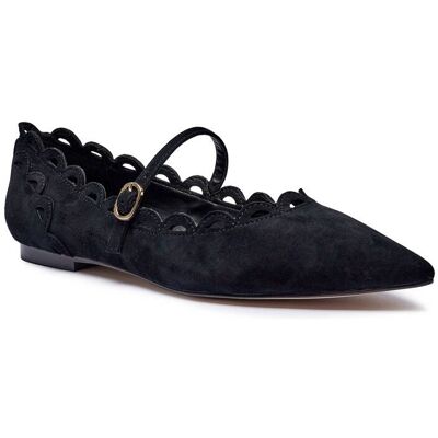 TWINSET Baleriny Mary Jane zamsz czarny 36 TWINSET Baleriny Mary Jane zamsz czarny 36