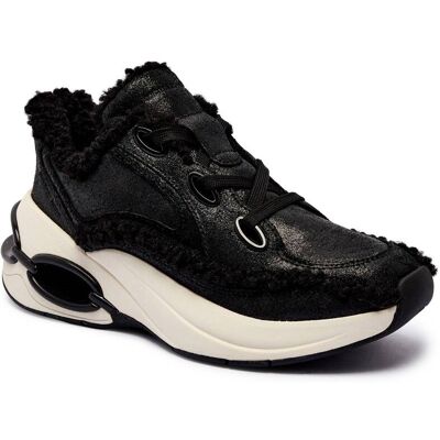 Michael Kors Skórzane sneakersy TONI shearling czarny 38,5 Michael Kors Skórzane sneakersy TONI shearling czarny 38,5