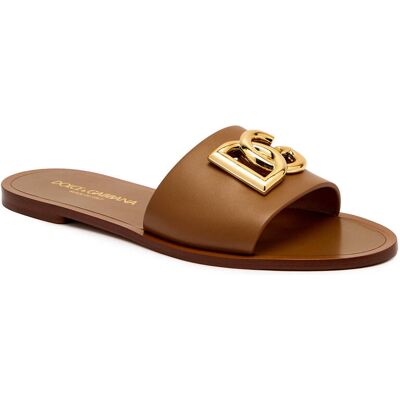 Dolce & Gabbana Skórzane klapki brązowy 39 Dolce & Gabbana Skórzane klapki brązowy 39