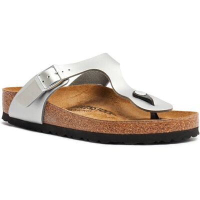 Birkenstock Japonki Gizeh z dodatkiem skóry regular fit srebrny 37 Birkenstock Japonki Gizeh z dodatkiem skóry regular fit srebrny 37