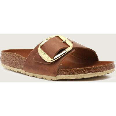 Birkenstock Skórzane klapki Madrid Big Buckle LEOI narrow fit brązowy 38 Birkenstock Skórzane klapki Madrid Big Buckle LEOI narrow fit brązowy 38