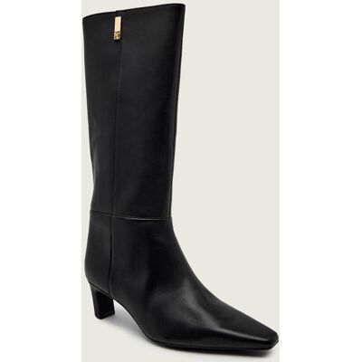 Tommy Hilfiger Skórzane kozaki na słupku KITTEN LONG BOOT czarny 36 Tommy Hilfiger Skórzane kozaki na słupku KITTEN LONG BOOT czarny 36