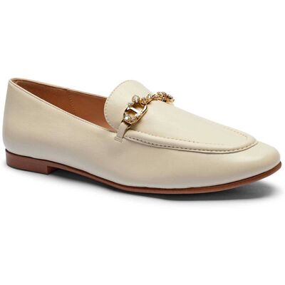 TWINSET Skórzane loafersy kremowy 36 TWINSET Skórzane loafersy kremowy 36