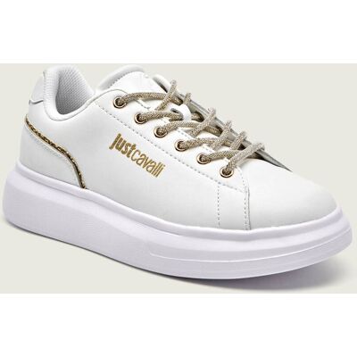 Just Cavalli Skórzane sneakersy FONDO URSA DIS. SB1 biały 36 Just Cavalli Skórzane sneakersy FONDO URSA DIS. SB1 biały 36