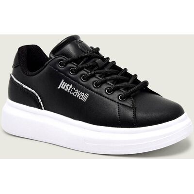 Just Cavalli Skórzane sneakersy FONDO URSA DIS. SB1 czarny 36 Just Cavalli Skórzane sneakersy FONDO URSA DIS. SB1 czarny 36