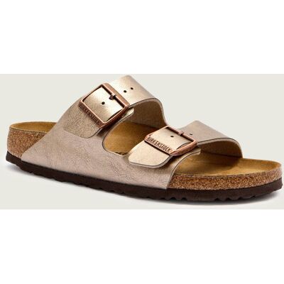 Birkenstock Klapki Arizona BF narrow fit z dodatkiem skóry brązowy 36 Birkenstock Klapki Arizona BF narrow fit z dodatkiem skóry brązowy 36