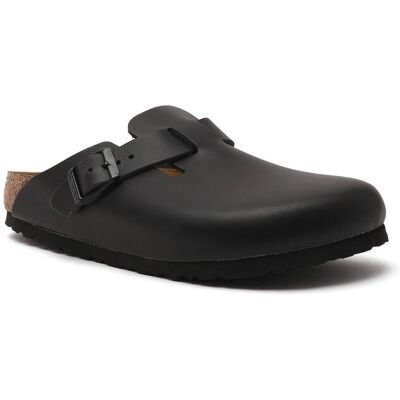 Birkenstock Skórzane mule Boston NL narrow fit czarny 40 Birkenstock Skórzane mule Boston NL narrow fit czarny 40