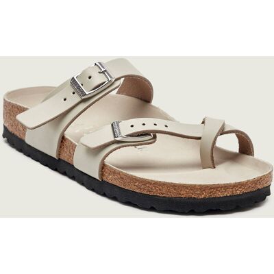 Birkenstock Skórzane klapki Mayari LENA narrow fit beżowy 39 Birkenstock Skórzane klapki Mayari LENA narrow fit beżowy 39