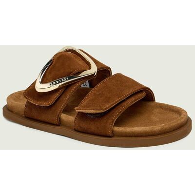 INUIKII Klapki DREAMER BUCKLE zamsz brązowy 37 INUIKII Klapki DREAMER BUCKLE zamsz brązowy 37