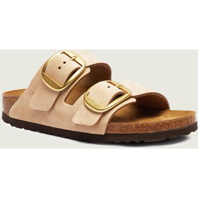 Birkenstock Skórzane klapki Arizona narrow fit beżowy 37 Birkenstock Skórzane klapki Arizona narrow fit beżowy 37