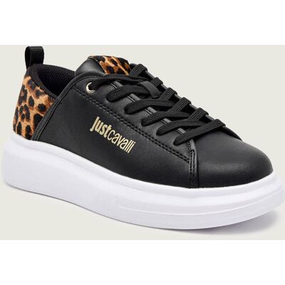 Just Cavalli Skórzane sneakersy FONDO URSA DIS. 2 czarny 37 Just Cavalli Skórzane sneakersy FONDO URSA DIS. 2 czarny 37