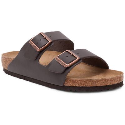 Birkenstock Skórzane klapki Arizona NL regular fit brązowy 41 Birkenstock Skórzane klapki Arizona NL regular fit brązowy 41