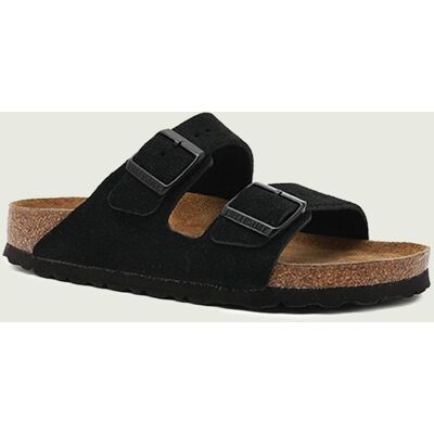 Birkenstock Klapki Arizona SFB VL narrow fit soft footbed zamsz czarny 37 Birkenstock Klapki Arizona SFB VL narrow fit soft footbed zamsz czarny 37