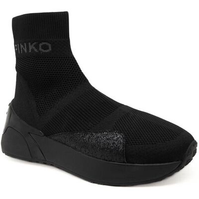 Pinko Sneakersy STOCKTON KNIT z dodatkiem skóry czarny 35 Pinko Sneakersy STOCKTON KNIT z dodatkiem skóry czarny 35