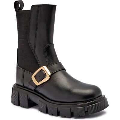 Love Moschino Skórzane botki na platformie czarny 40 Love Moschino Skórzane botki na platformie czarny 40