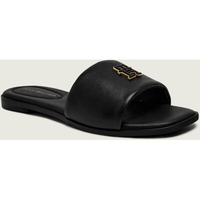 Tommy Hilfiger Skórzane klapki HARDWARE czarny 36 Tommy Hilfiger Skórzane klapki HARDWARE czarny 36
