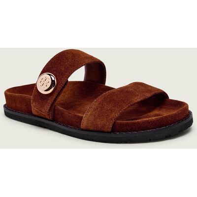 TORY BURCH Klapki ROMY zamsz brązowy 38 TORY BURCH Klapki ROMY zamsz brązowy 38