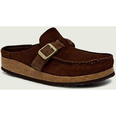 Birkenstock Mule Buckley Braided narrow fit zamsz brązowy 37 Birkenstock Mule Buckley Braided narrow fit zamsz brązowy 37