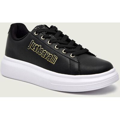 Just Cavalli Skórzane sneakersy FONDO URSA DIS. 1 czarny 37 Just Cavalli Skórzane sneakersy FONDO URSA DIS. 1 czarny 37