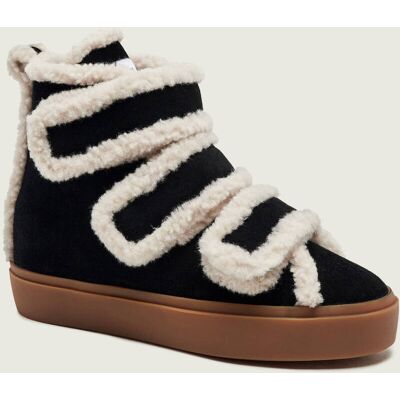 INUIKII Ocieplane botki na koturnie Velcro Wedge zamsz shearling z dodatkiem wełny czarny 36 INUIKII Ocieplane botki na koturnie Velcro Wedge zamsz shearling z dodatkiem wełny czarny 36