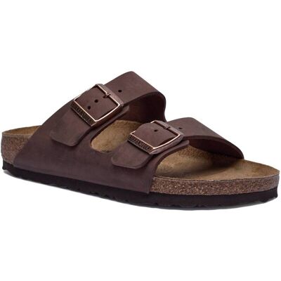Birkenstock Skórzane klapki Arizona narrow fit brązowy 41 Birkenstock Skórzane klapki Arizona narrow fit brązowy 41
