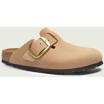 Birkenstock Skórzane mule boston narrow fit beżowy 40 Birkenstock Skórzane mule boston narrow fit beżowy 40